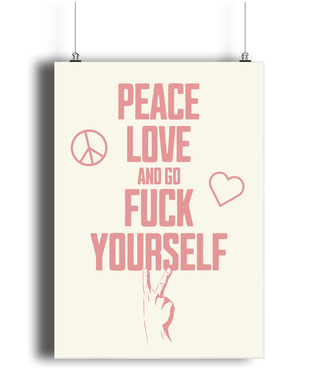 Peace Love... Dusky Rose on Cream - Fine Art Print
