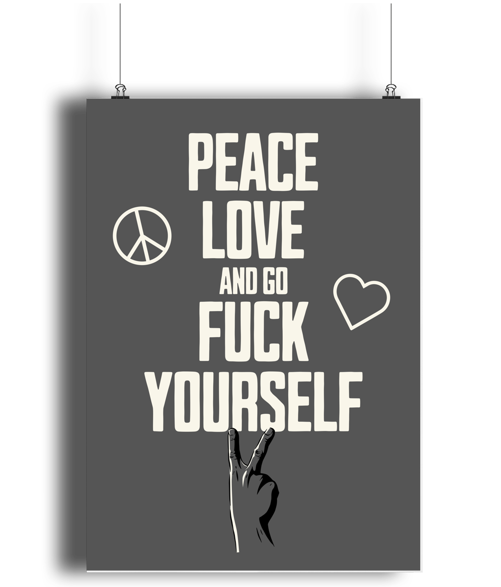 Peace Love... Cream on Smokey Grey - Fine Art Print