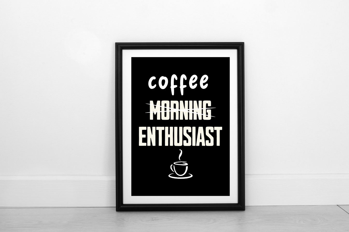 Coffee Enthusiast! Cream on Black - Fine Art Print