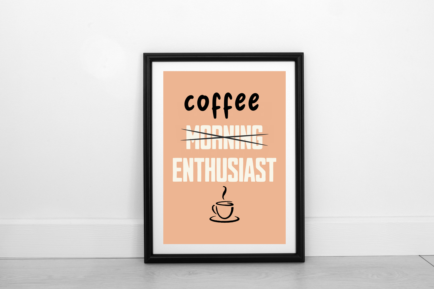 Coffee Enthusiast! Cream on Pastel Orange - Fine Art Print