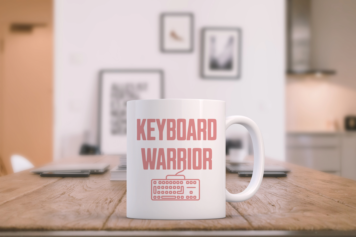 Keyboard Warrior! Dusky Rose on White - Ceramic Mug