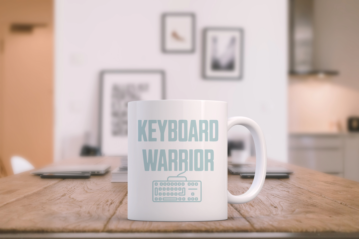 Keyboard Warrior! Powder Blue on White - Ceramic Mug