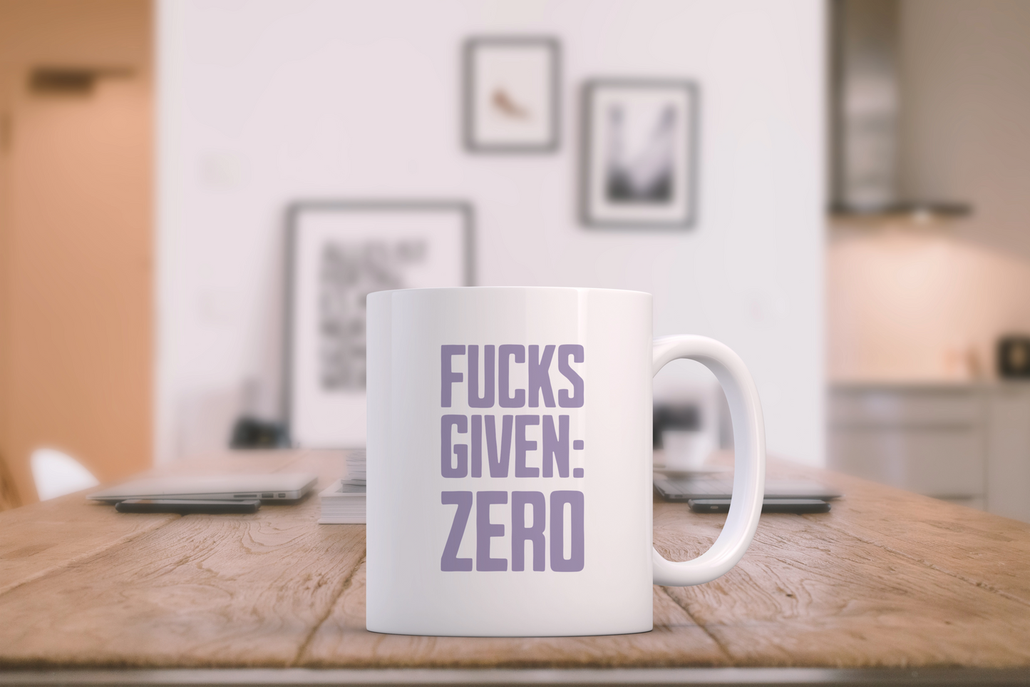 Zero Fucks Given! Heather on White - Ceramic Mug