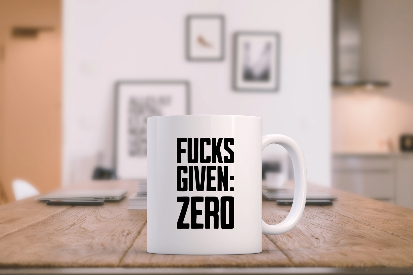 Zero Fucks Given! Black on White - Ceramic Mug