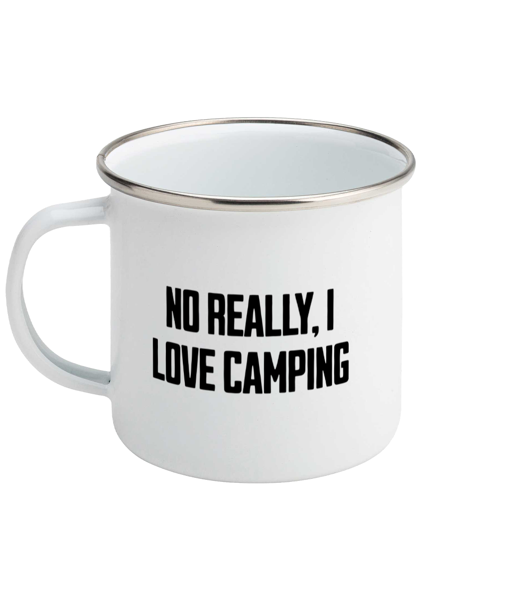 I Love Camping! Black on White - Enamel Mug