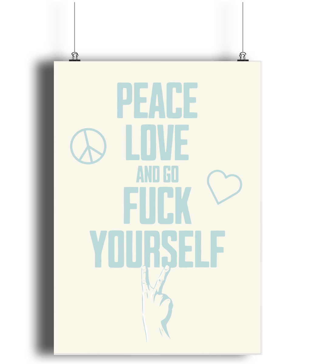 Peace Love... Powder Blue on Cream - Fine Art Print