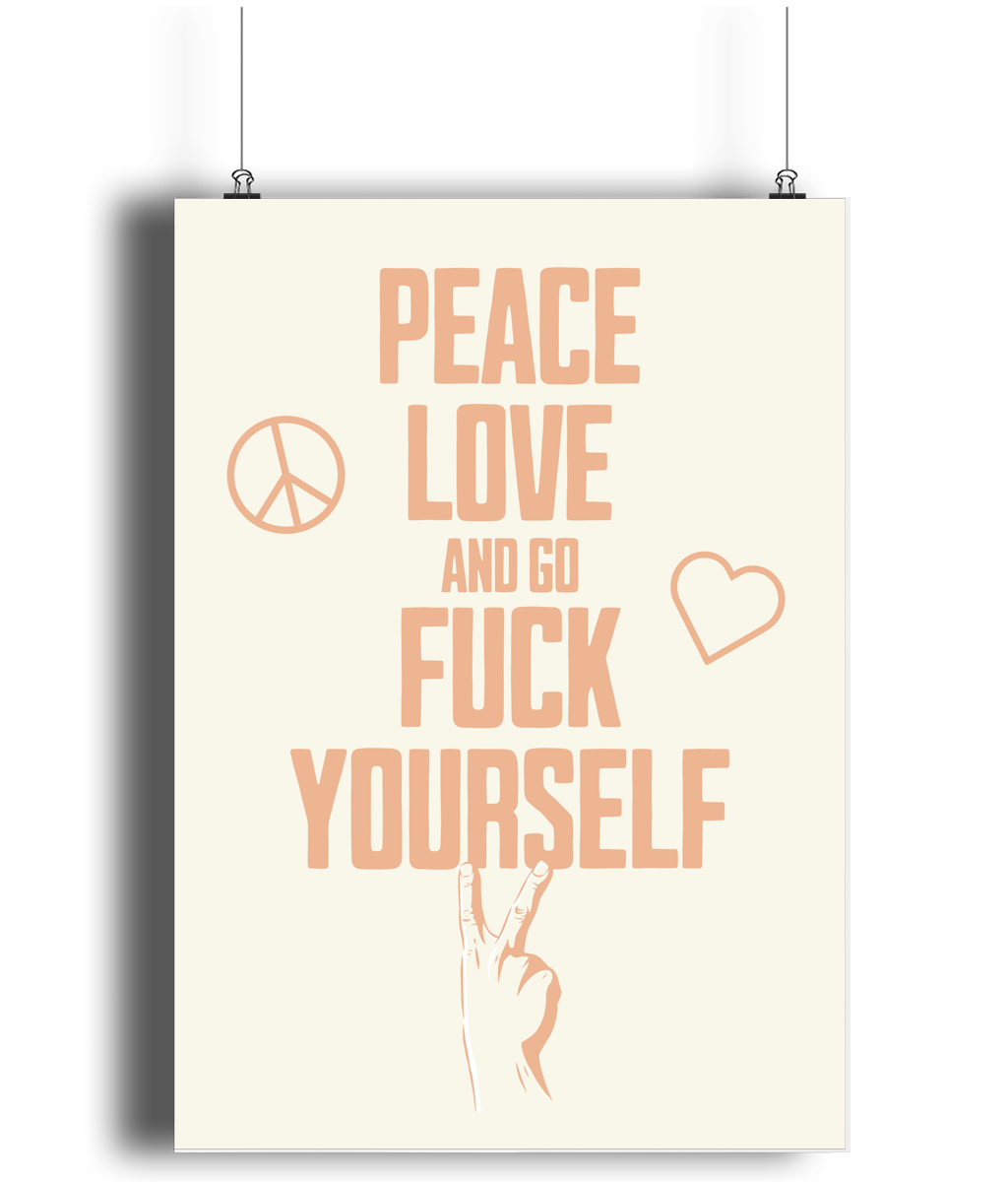 Peace Love... Pastel Orange on Cream - Fine Art Print