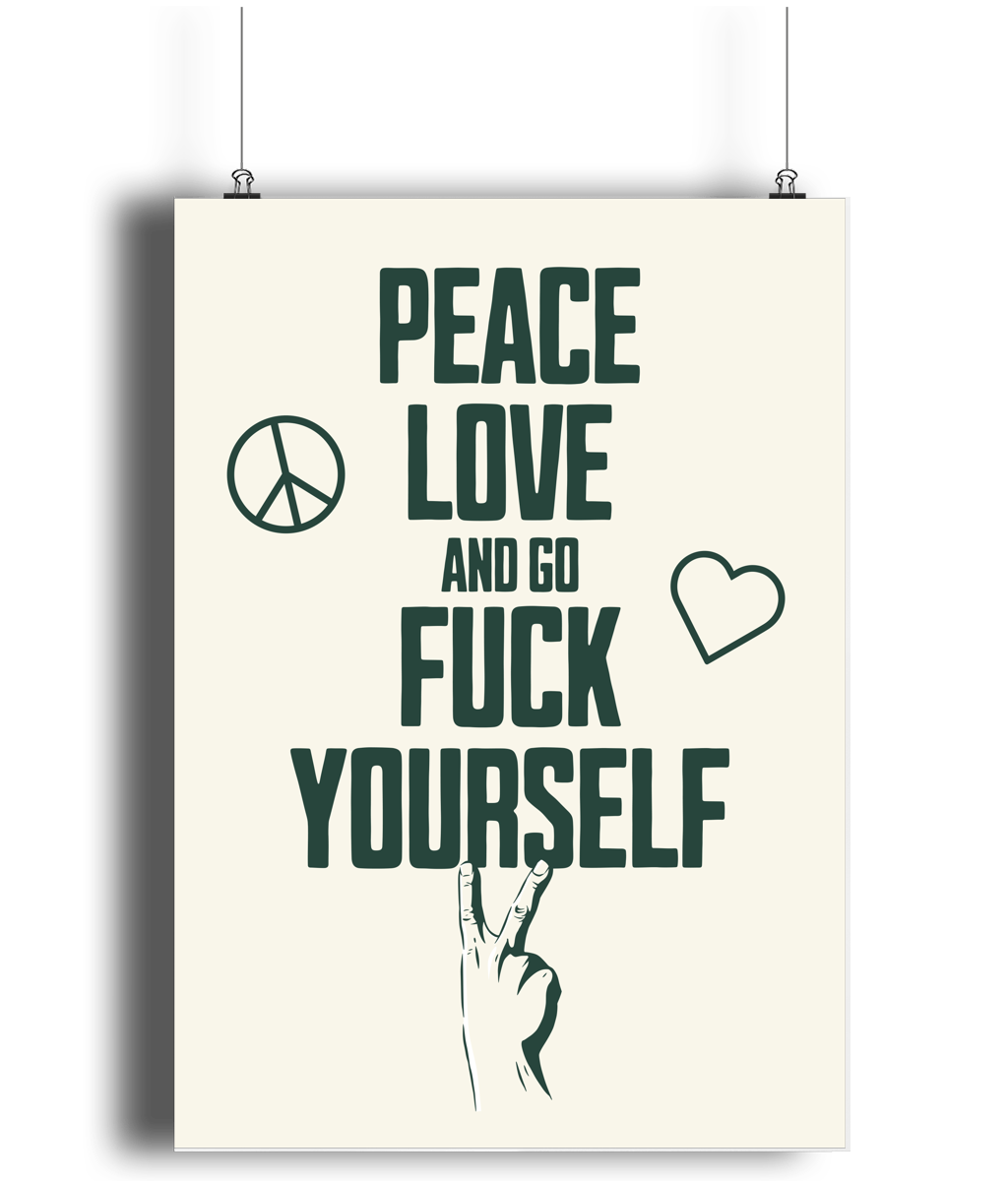 Peace Love... Juniper Green on Cream - Fine Art Print