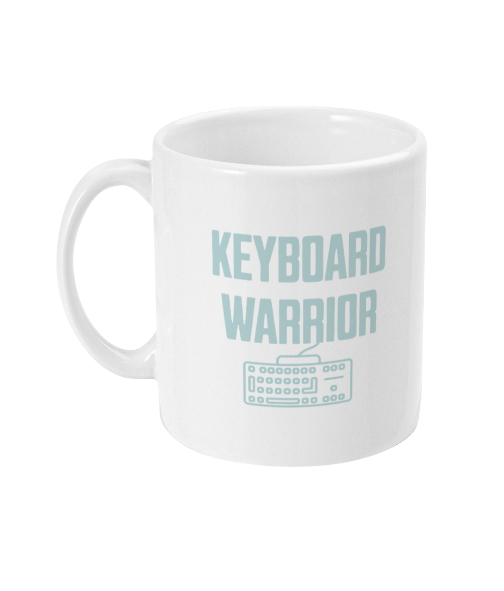 Keyboard Warrior! Powder Blue on White - Ceramic Mug