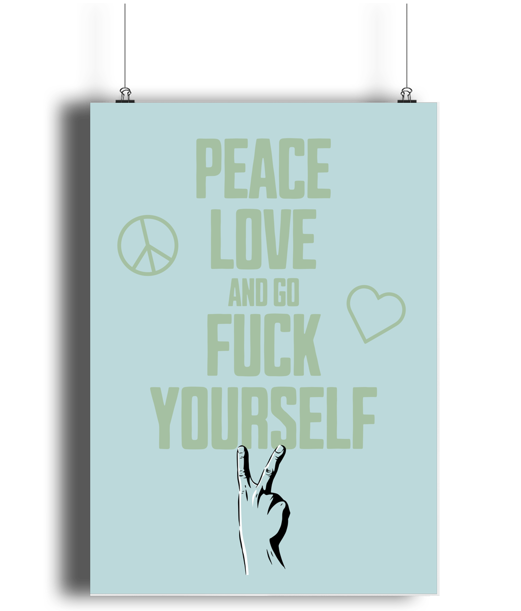 Peace Love... Limited Pistachio on Powder Blue - Fine Art Print