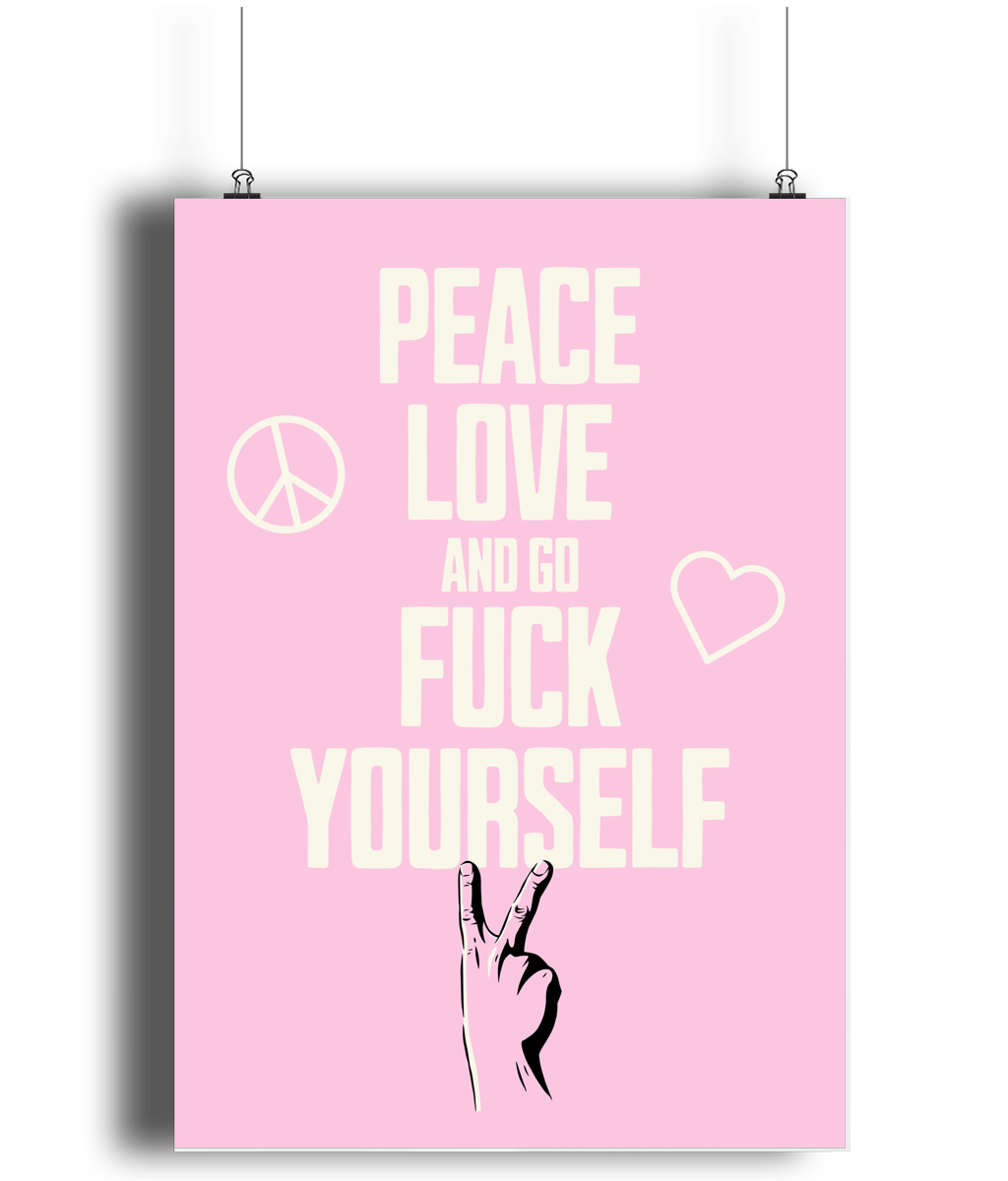 Peace Love... Cream on Blush Pink - Fine Art Print