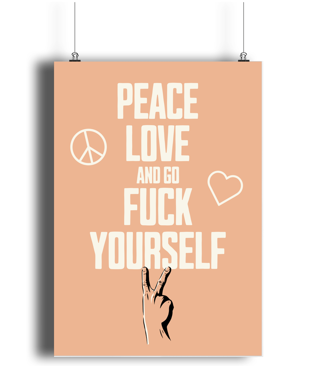 Peace Love... Cream on Pastel Orange - Fine Art Print