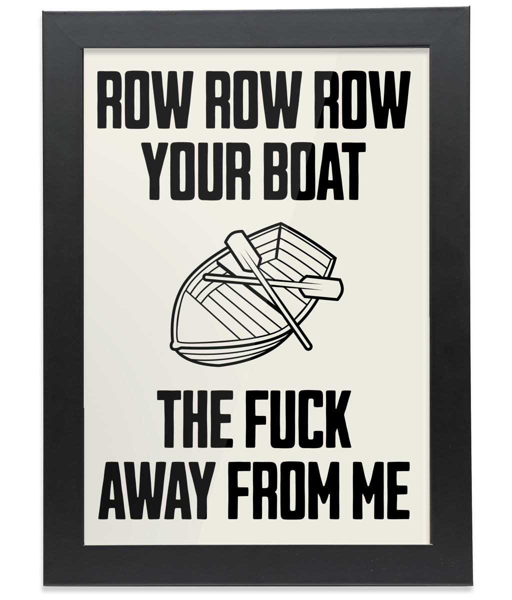 Row Row Row... Black on Cream - FRAMED Fine Art Print