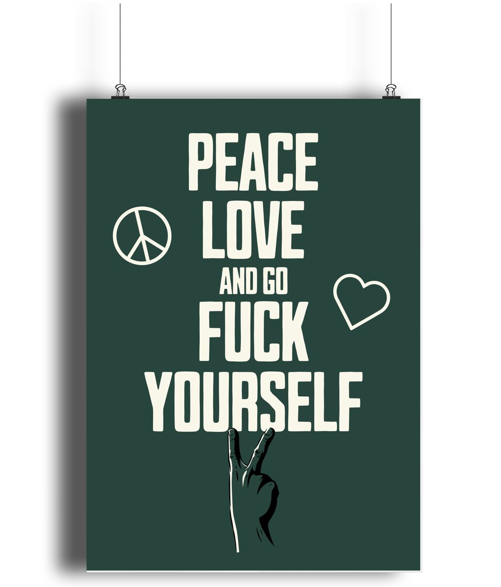 Peace Love... Cream on Juniper Green - Fine Art Print