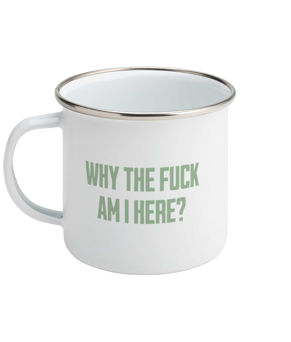 Why The Fuck? Pistachio on White - Enamel Mug