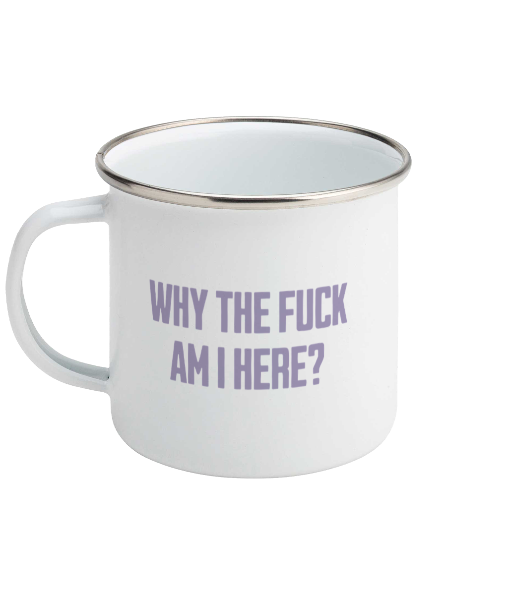 Why The Fuck? Heather on White - Enamel Mug