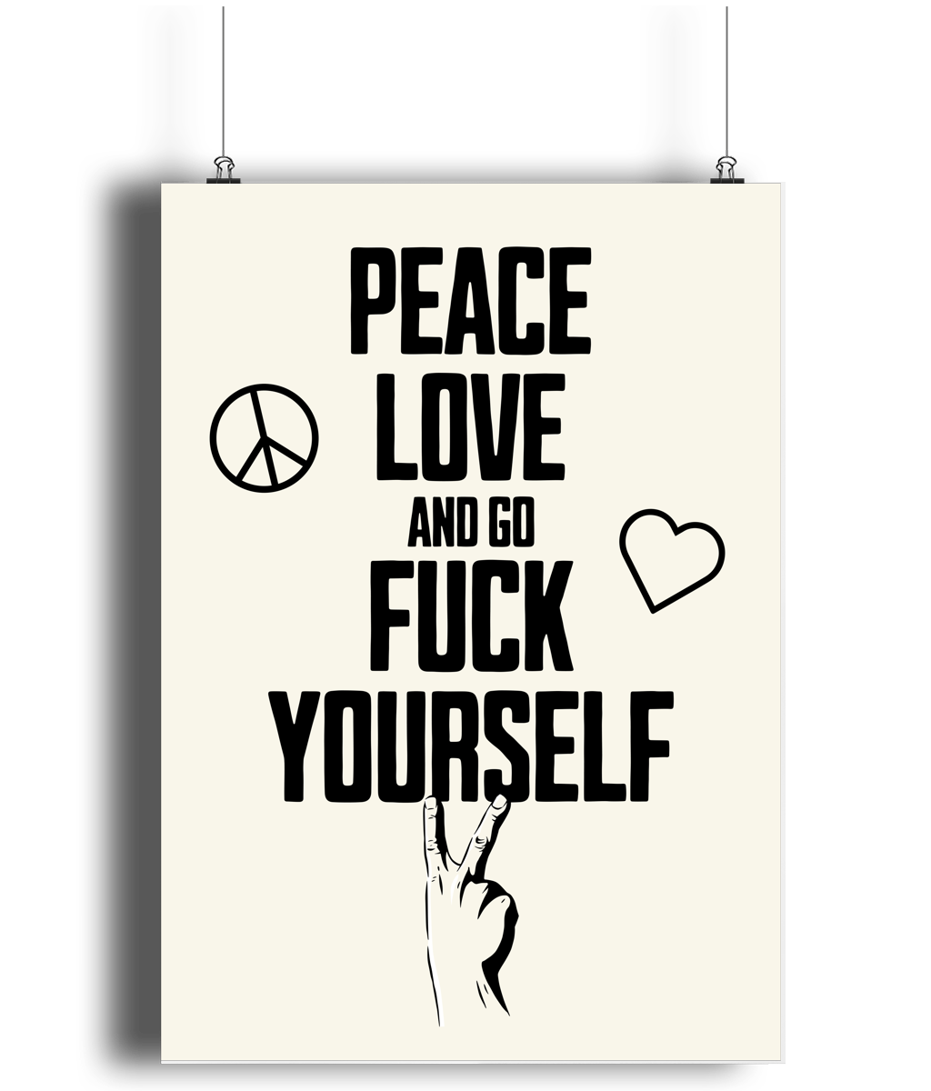 Peace Love... Black on Cream - Fine Art Print