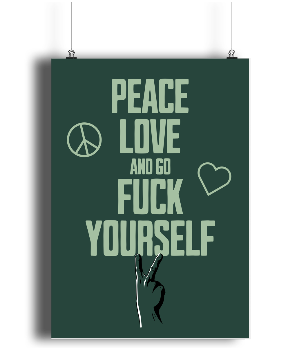 Peace Love... Limited Pistachio on Juniper Green - Fine Art Print