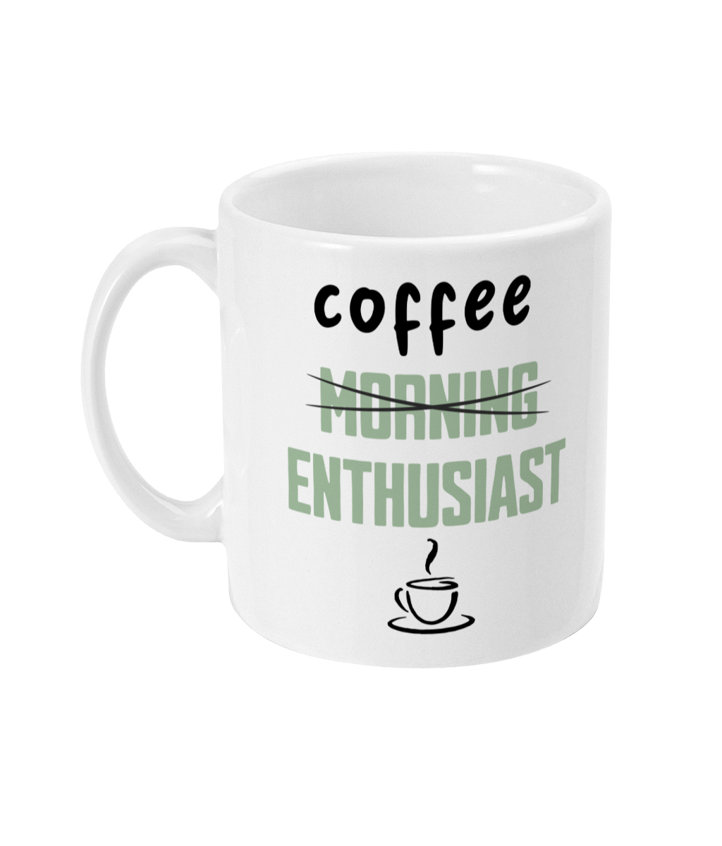 Coffee Enthusiast! Pistachio on White - Ceramic Mug