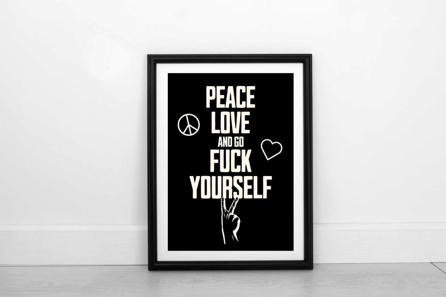 Peace Love... Cream on Black - Fine Art Print