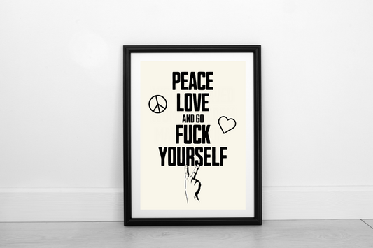 Peace Love... Black on Cream - Fine Art Print