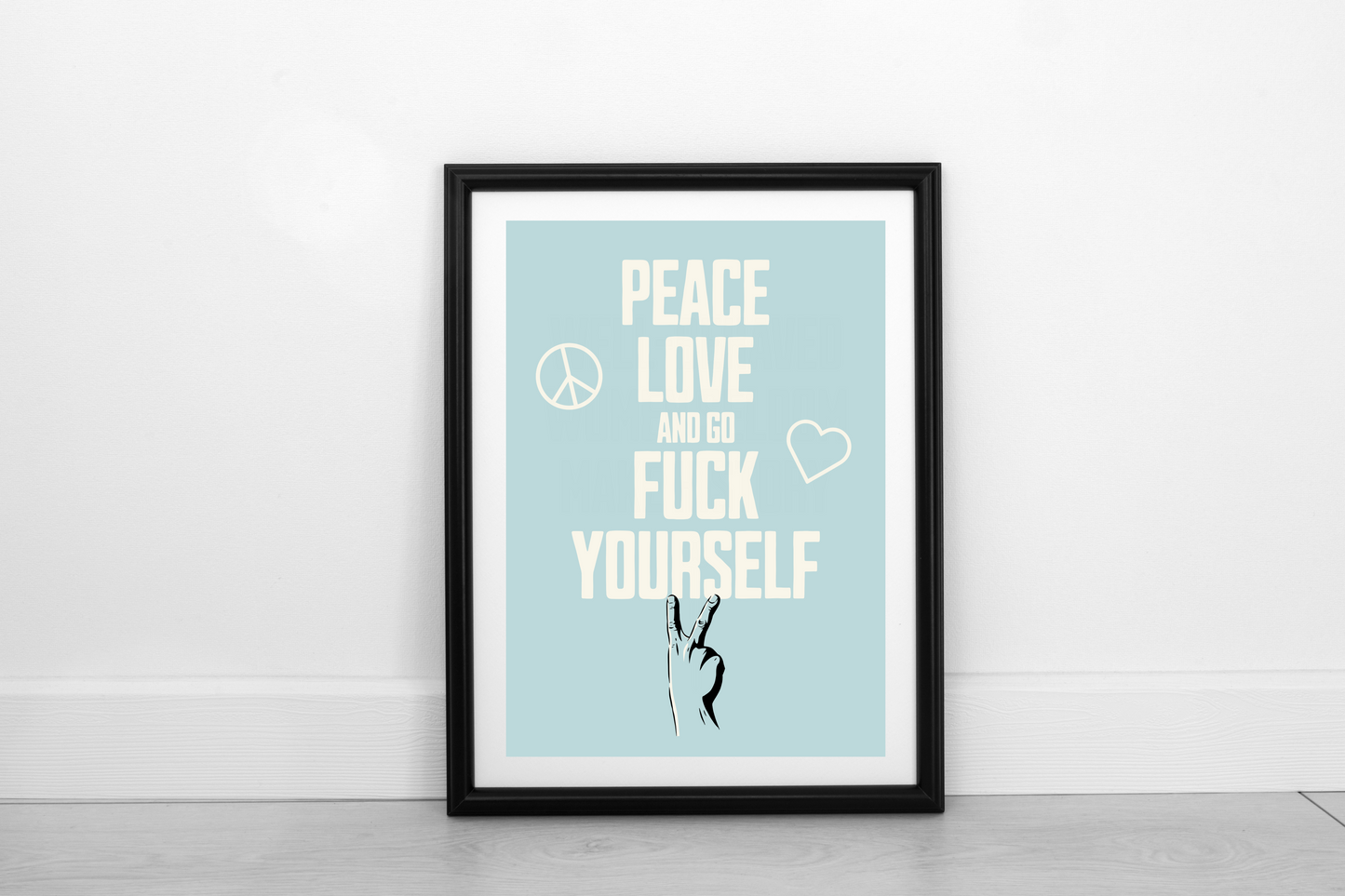 Peace Love... Cream on Powder Blue - Fine Art Print