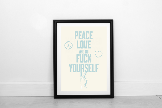 Peace Love... Powder Blue on Cream - Fine Art Print