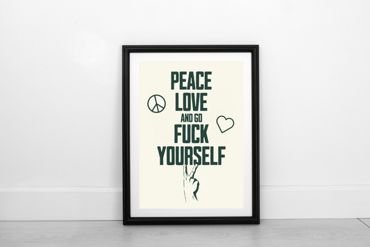 Peace Love... Juniper Green on Cream - Fine Art Print