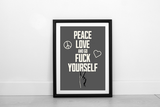 Peace Love... Cream on Smokey Grey - Fine Art Print