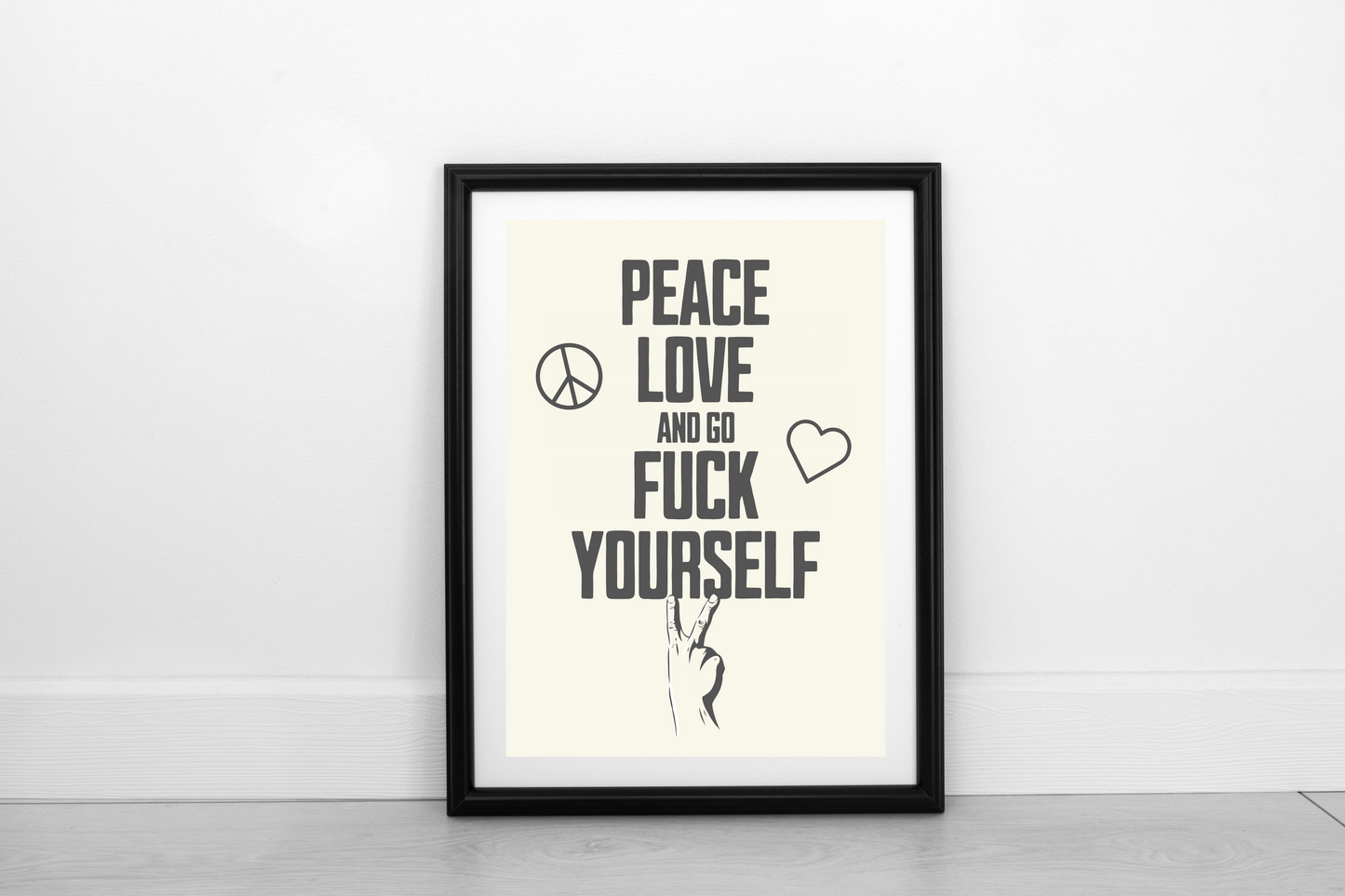 Peace Love... Smokey Grey on Cream - Fine Art Print