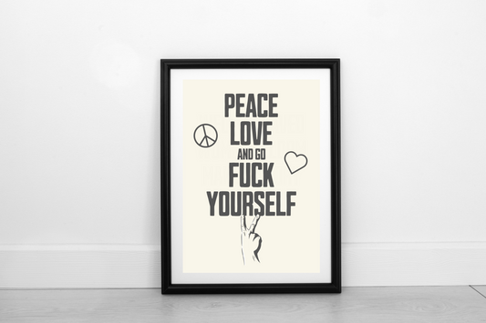 Peace Love... Smokey Grey on Cream - Fine Art Print