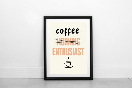 Coffee Enthusiast!  Pastel Orange on Cream - Fine Art Print