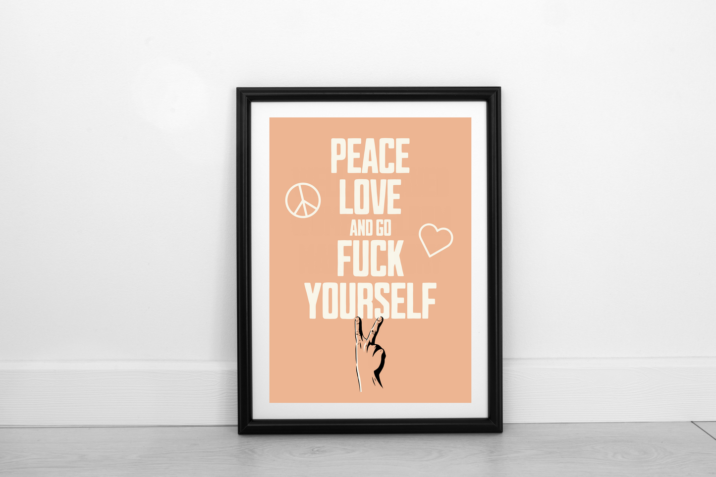 Peace Love... Cream on Pastel Orange - Fine Art Print