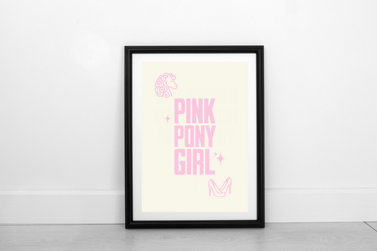 Pink Pony Girl Blush Pink on Cream - Fine Art Print