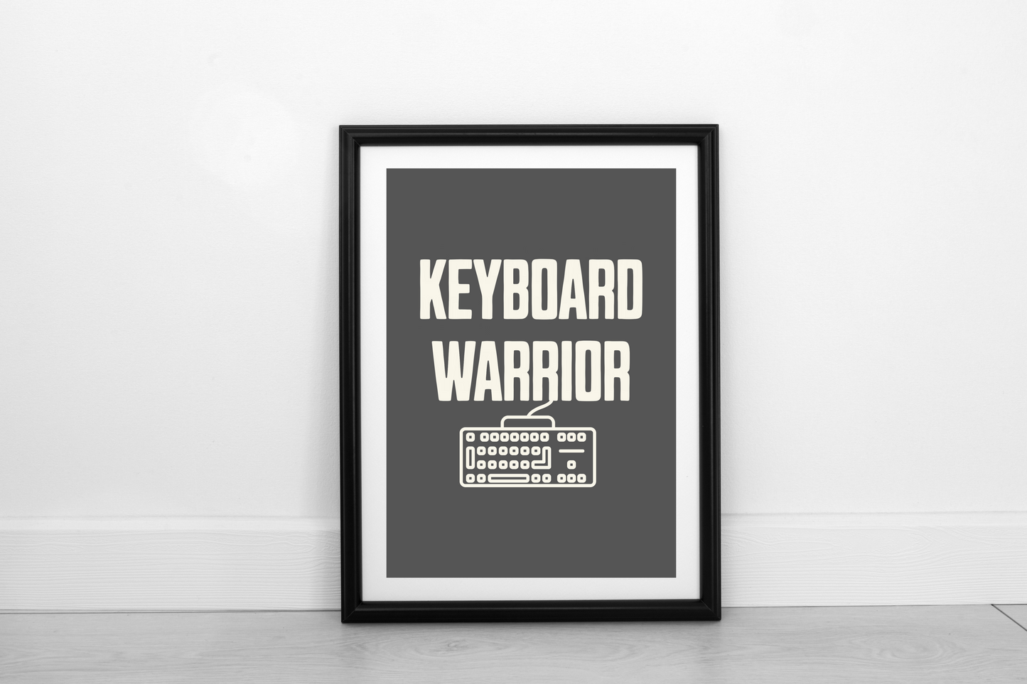 Keyboard Warrior! Cream on Smokey Grey - Fine Art Print