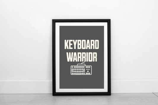 Keyboard Warrior! Cream on Smokey Grey - Fine Art Print