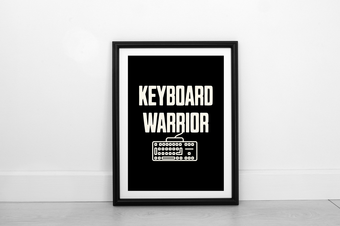 Keyboard Warrior! Cream on Black - Fine Art Print