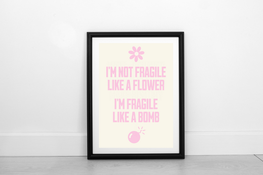 Fragile Like A Bomb! Blush Pink on Cream - Fine Art Work