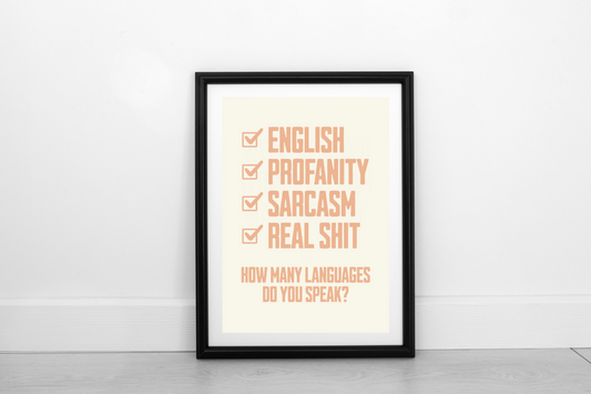 How Many Languages? Pastel Orange on Cream - Fine Art Print