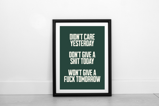 Didn't Care Yesterday... Cream on Juniper Green - Fine Art Print