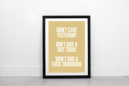 Didn't Care Yesterday... Cream on Mustard - Fine Art Print