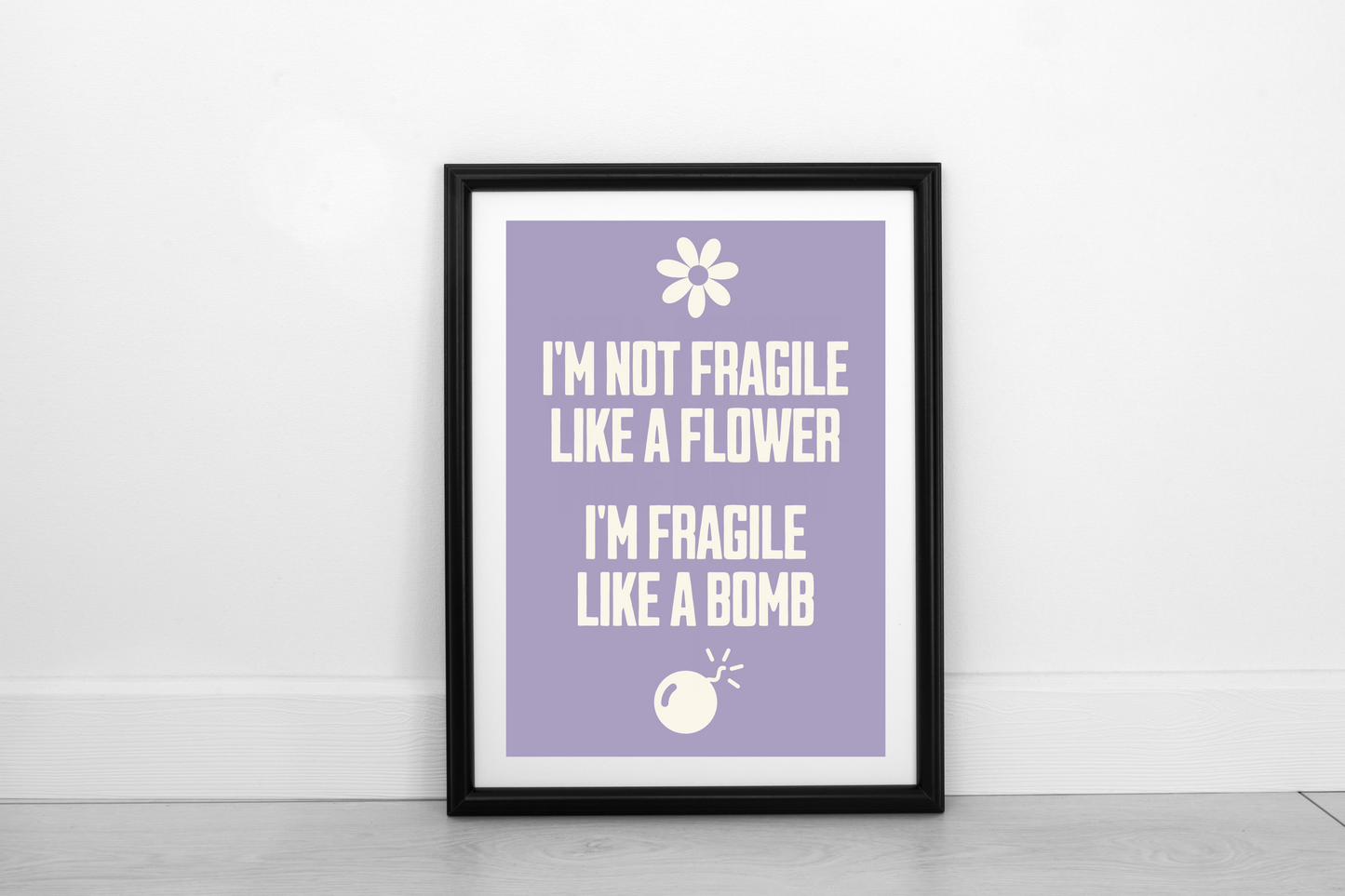 Fragile Like A Bomb! Cream on Heather - Fine Art Work