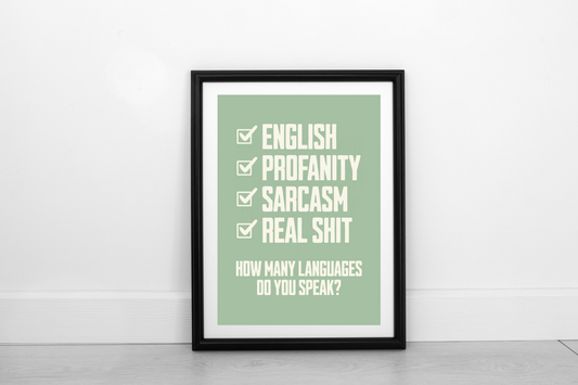 How Many Languages? Cream on Pistachio - Fine Art Print