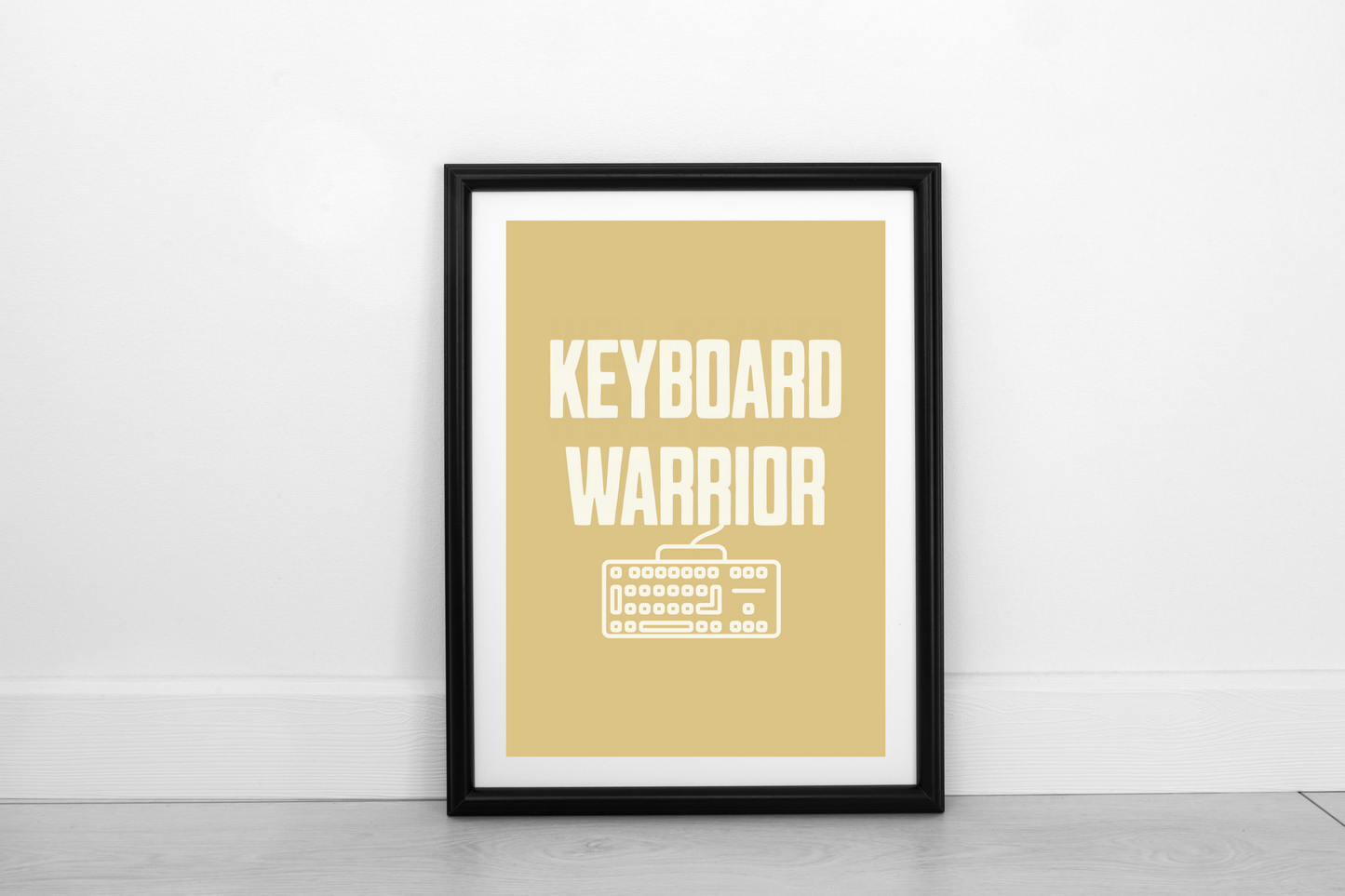 Keyboard Warrior! Cream on Mustard - Fine Art Print