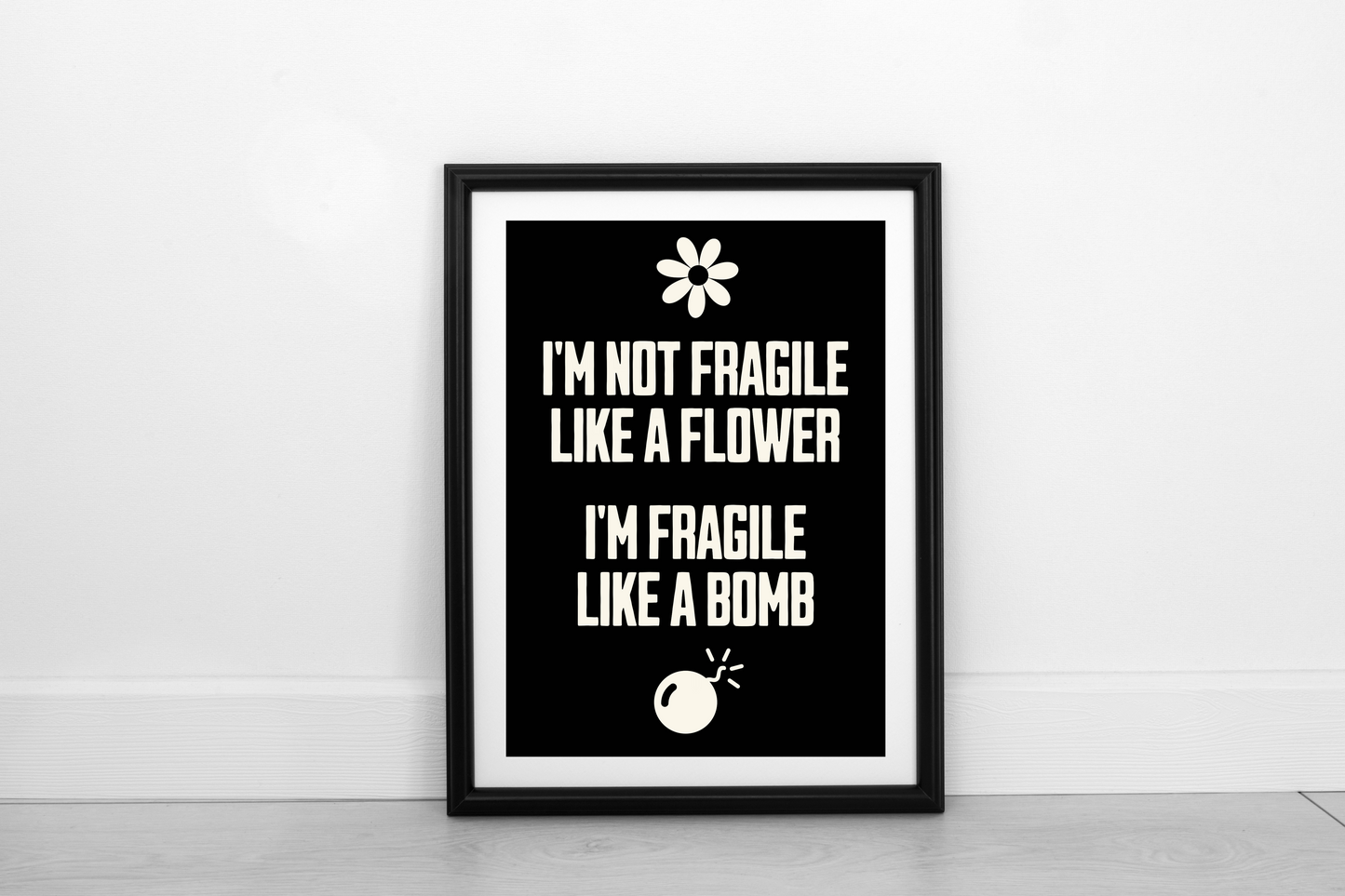 Fragile Like A Bomb! Cream on Black - Fine Art Work