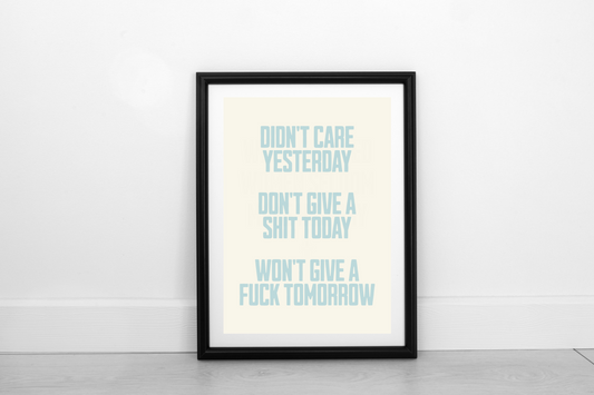 Didn't Care Yesterday... Powder Blue on Cream - Fine Art Print