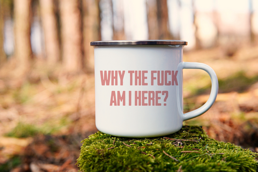 Why The Fuck? Dusky Rose on White - Enamel Mug