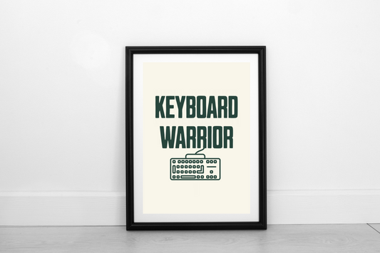 Keyboard Warrior! Juniper Green on Cream - Fine Art Print