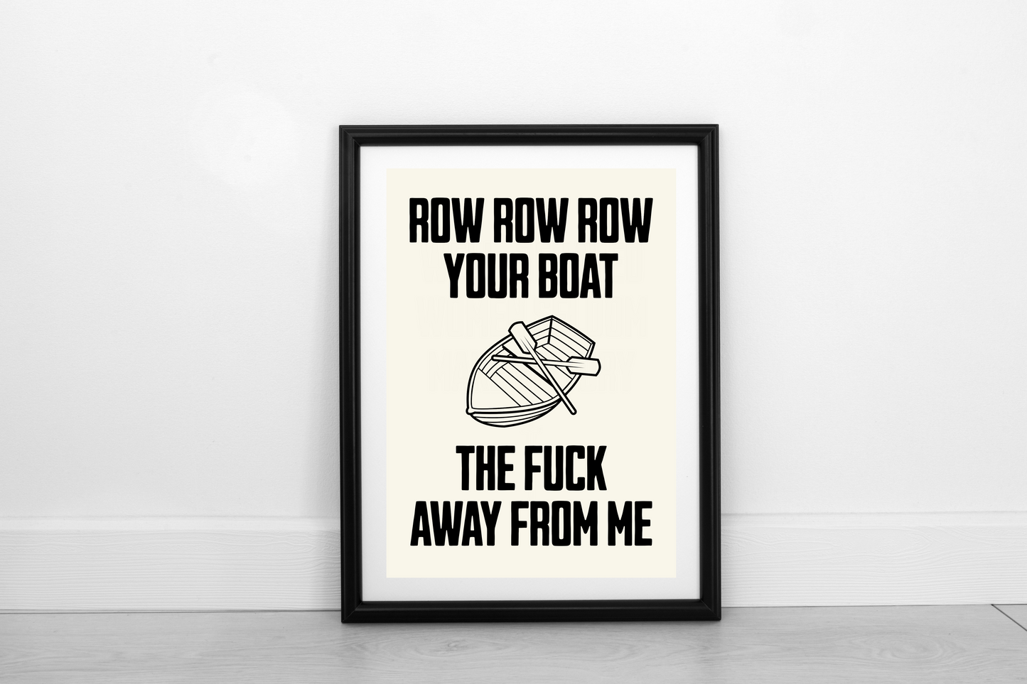 Row Row Row... Black on Cream - FRAMED Fine Art Print