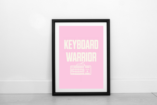 Keyboard Warrior! Cream on Blush Pink - Fine Art Print